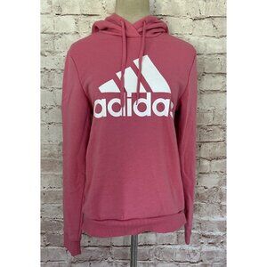 Adidas Womens M Pink Hoodie Cotton Blend Jogger Pull Over Sweatshirt Athletic